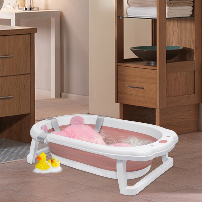 UISEBRT Baignoire pliable pour bébé - Baignoire avec drainage - Coussin de  bain pour nouveau-né - Vert - 82