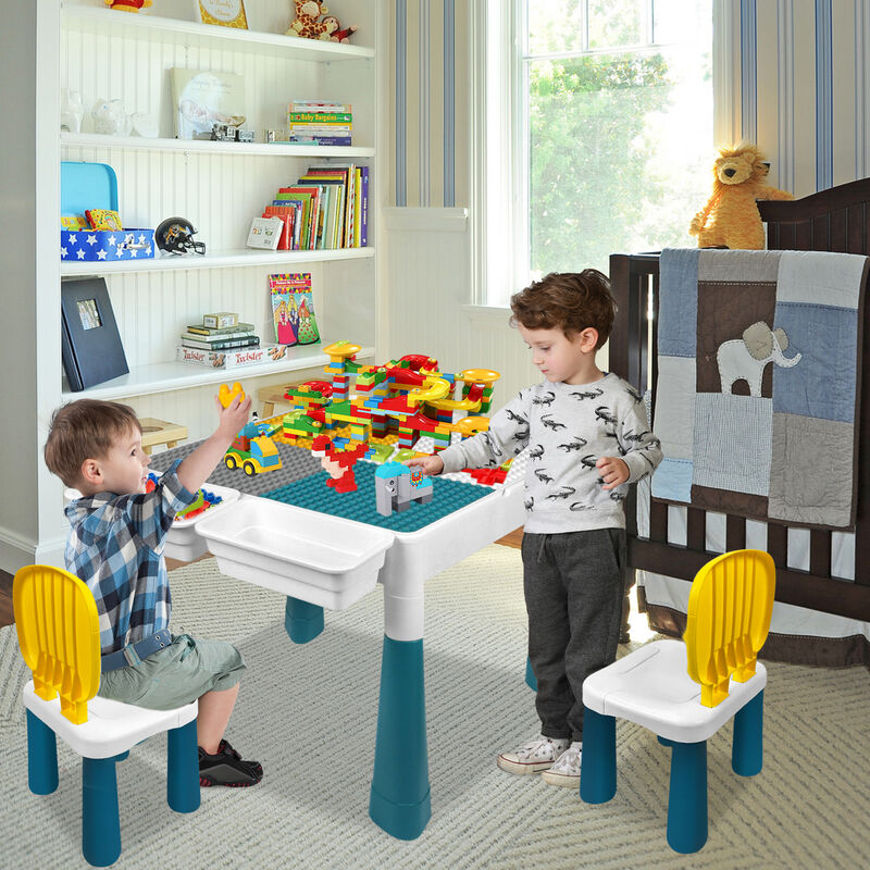 Set Table Et 2 Chaises Enfants UISEBRT Avec 163 Blocs Construction - Multifonction Pour Jeux Et Activités