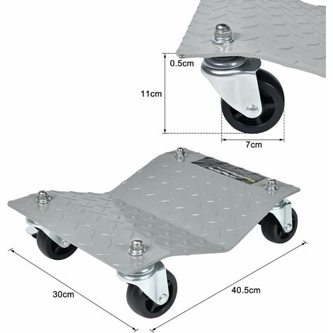 UISEBRT 2 x aide à la manœuvre de voiture avec rouleaux en acier, capacité de charge jusqu'à 1000 kg, cric de manœuvre, cric à rouleaux de manœuvre, cric de manœuvre avec 2 freins et poignée pour voit