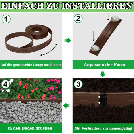 Bordure Jardin UISEBRT - 14m Aspect Bois - 50 Pièces Marron - Plastique Résistant Aux UV