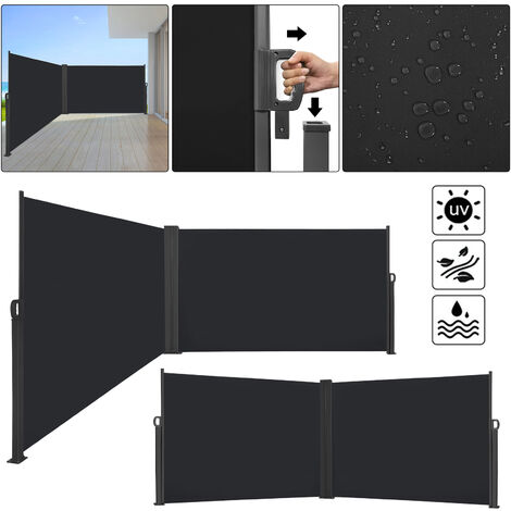 UISEBRT Double Store Latéral Rétractable Brise-Vue Pare-Soleil pour Balcon, Terrasse, Jardin, 160 x 600cm, Anthracite