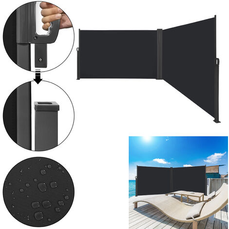 UISEBRT Double Store Latéral Rétractable Brise-Vue Pare-Soleil pour Balcon, Terrasse, Jardin, 160 x 600cm, Anthracite