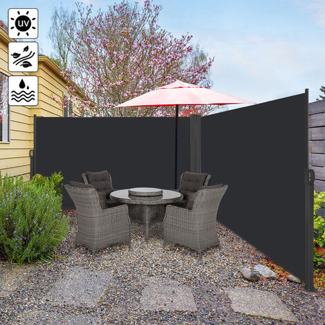 UISEBRT Double Store Latéral Rétractable Brise-Vue Pare-Soleil pour Balcon, Terrasse, Jardin, 160 x 600cm, Anthracite