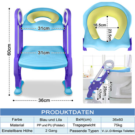 Siège Toilette Enfant Pliable Avec Marche-pied - Réducteur WC Réglable, Antidérapant, Pour 1-7 Ans