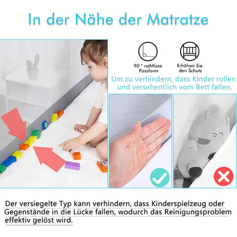 Uisebrt - Barrière de lit pour enfant - 50 cm - Réglable en hauteur - 5  trous - Protection anti-chute - Pour lit familial et lit d'enfant (50 cm,  rose