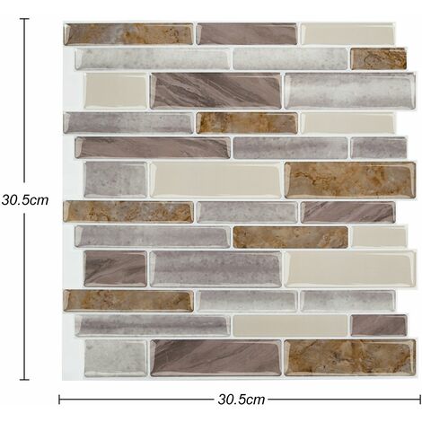 Autocollants Muraux 3D Effet Carrelage UISEBRT : Lot De 10, 30x30 Cm, Marbre Bleu, étanches