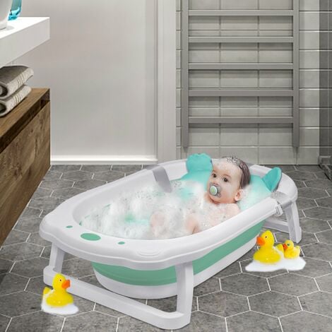 NAIZY Baignoire Pliable Bébé Pliante évolutive Vert Baignoire pour Bébé  PP+PTE 82x50CM (avec Coussin de Bain)