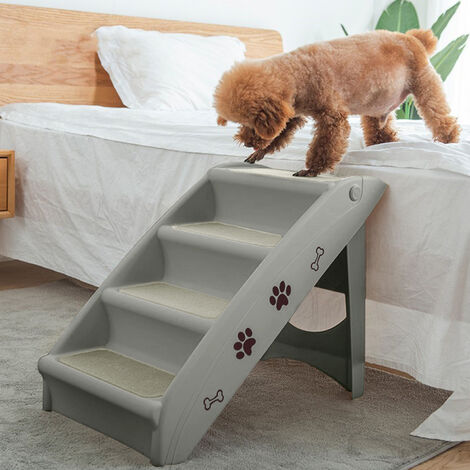 Marches d'escalier pour Chien, Escalier Pliable pour Chien, Mise à Niveau  de 4 Etapes Grande Rampe pour Chien Entrée Légère Pliable pour Chien,  Rampe, Supporte jusqu'à 80 kg, Gris