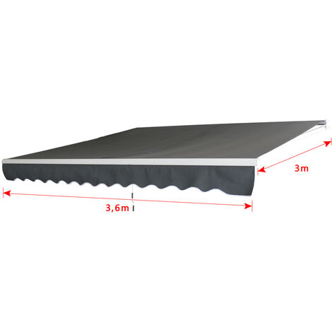 UISEBRT Marquise balcon 360x300cm - Marquise à bras articulés Klemmmarkise protection solaire, gris foncé