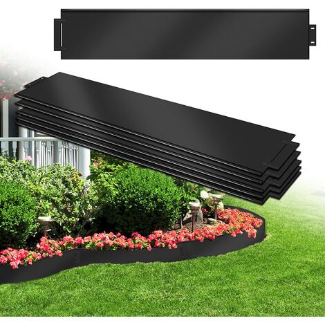Bordures De Pelouse Métal Galvanisé 5 X 100 Cm - Lot De 5 Avec Piquets, Noir