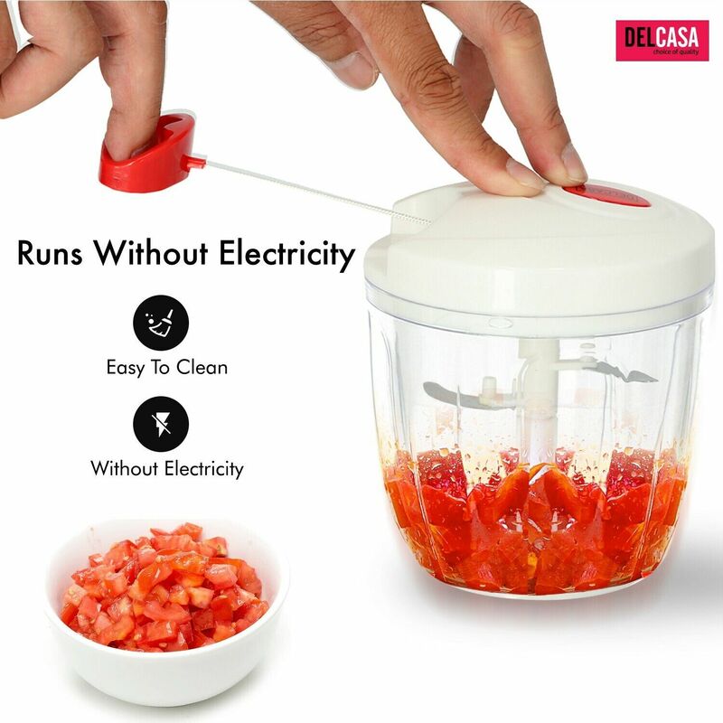 Manual Food Chopper Pull Cord Pulling Vegetable Slicer Hand Blender Kitchen  UK