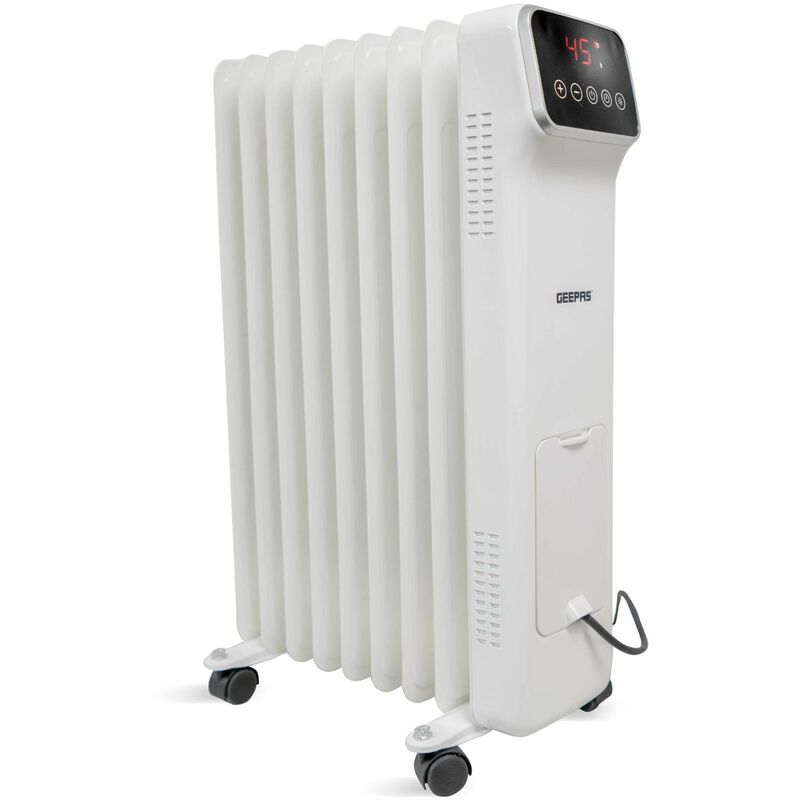 Oil Filled Radiator Digital Portable 2000W 9 Fin Thermostat Control White  Remote