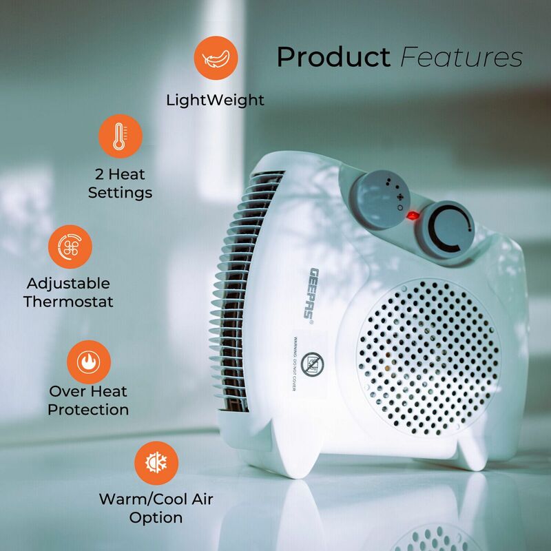 Fan Heater Hot Cold Air Heating 2000W Portable Electric Floor Home Office  Geepas