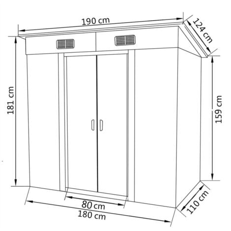 Garden Shed Grey Metal vidaXL