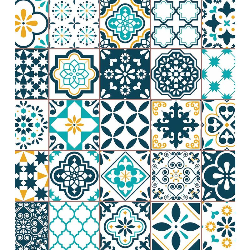 Vinilo Decorativo para Lavavajillas, Medidas Estandar 67 cm x 76 cm,  Mosaico de Azulejos Antiguos Portugueses