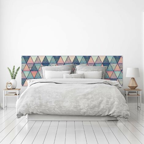 Cabecero Cama PVC Decorativo Económico Diseño Geométrico de Triángulos Estampados Varias Medidas (200 cm x 60 cm)