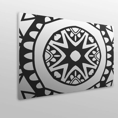 Cabecero Cama PVC Decorativo Económico Diseño Geométrico Mandala Blanco y Negro Varias Medidas (100 cm x 60 cm)