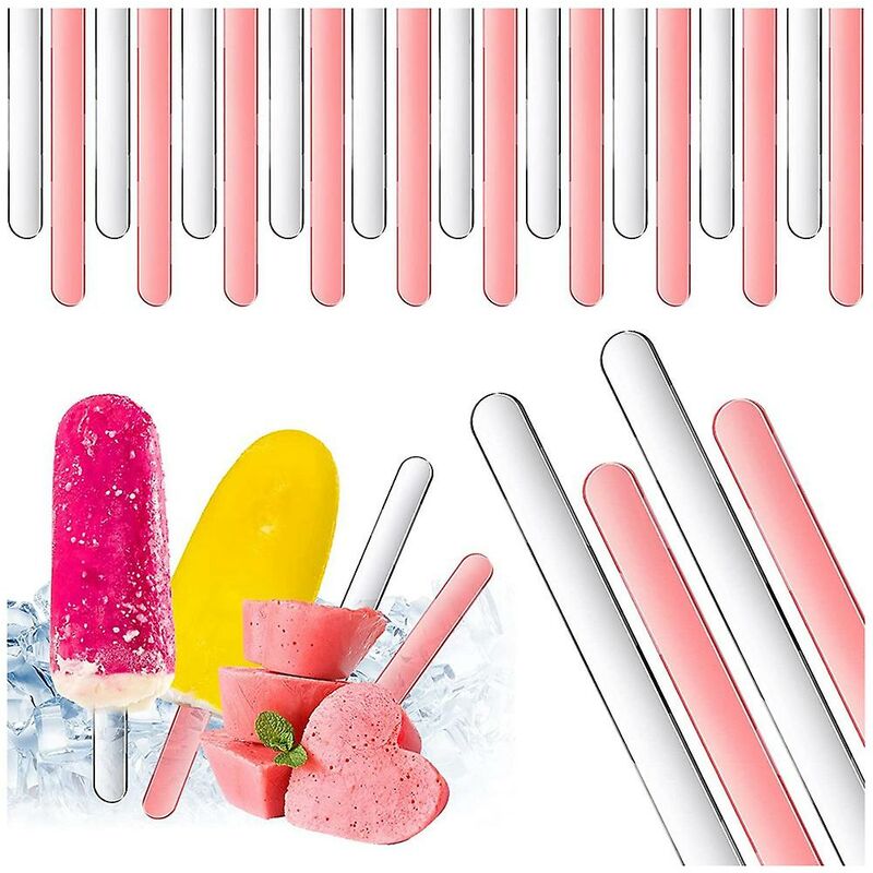 80 Pcs Acrylic Cake Sticks 4.5 Reusable Popsicle Sticks Popsicle Sticks  (Clear & P