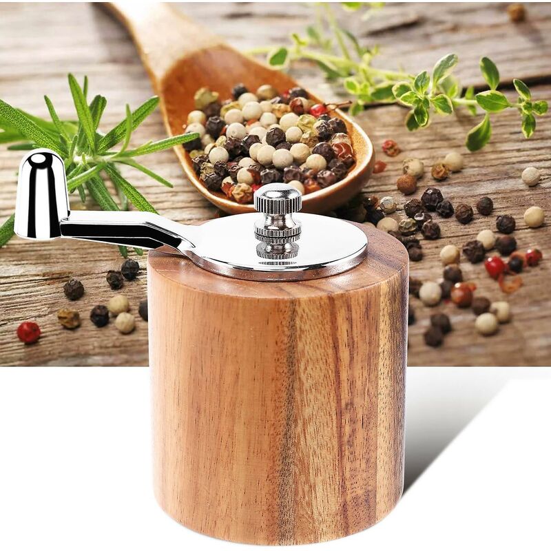 6 Inch Crank Top Salt and Pepper Grinder Set, Black Walnut and