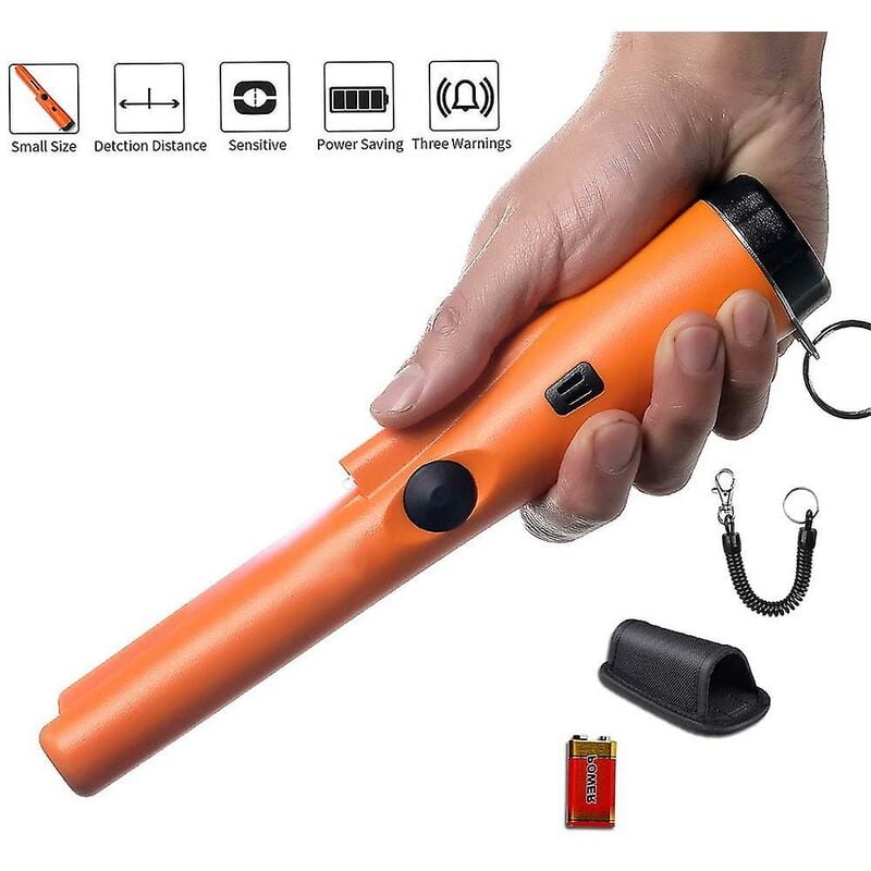 Fully Waterproof Pinpoint Metal Detector Pinpointer - Stick Include a 9V  Battery 360 Search Treasure Pinpointing Finder Probe with Belt Holster for