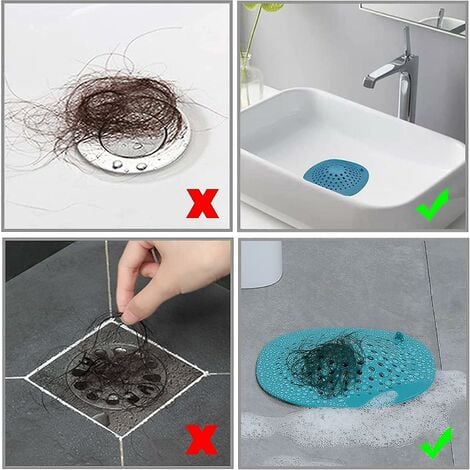 Hair Catcher,Square Drain Cover for Shower Silicone Hair Stopper with  Suction Cup,Easy to Install Suit for Bathroom,Bathtub,Kitchen 2 PackGrey
