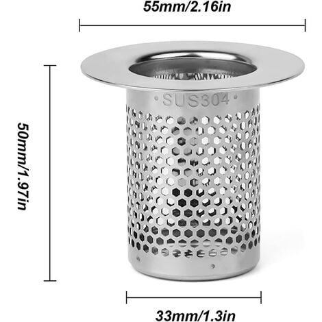 Bathtub Drain Strainer, 5cm Stainless Steel Shower Hair Filter ...