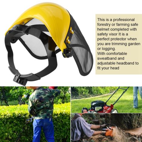 Safety Helmet Hat with Full Face Mesh Visor for Logging Brushcutter Forestry Protection