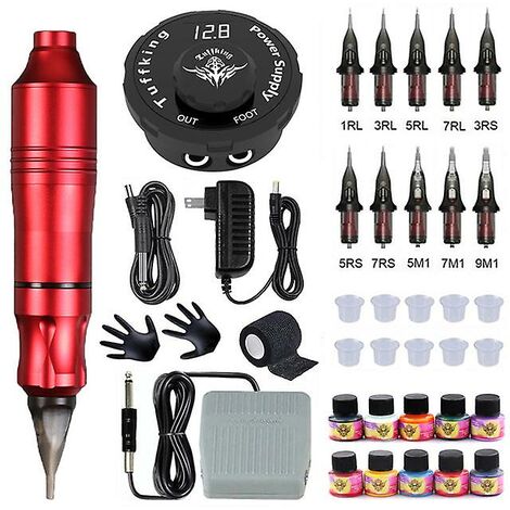 Complete Tattoo Pen Machine Kit for Beginners 40 Needle Cartridges