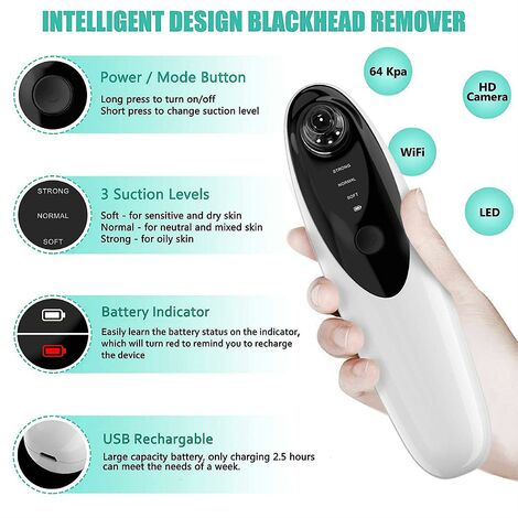 Face blackhead remover vacuum with wifi visual 30x 1080p hd camera ...