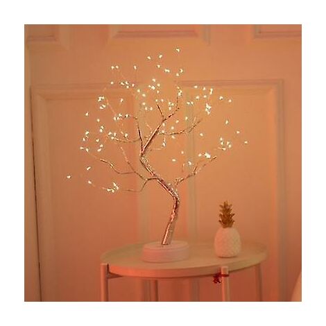LED Bonsai Tree Light USB Battery Operated Artificial Lighted Leaf Pearl  Tree Night Light With Adjustable Branches For Bedroom