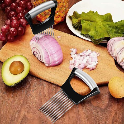 Onion Slicer Food Slice Assistant-Stainless Steel Onion Holder for Slicing  - Vegetable Potato Cutter Slicer, Onion Cutting Tool, Kitchen Gadget Onion