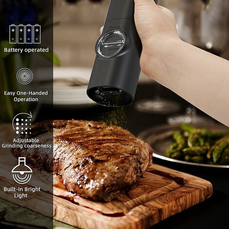 Mini Automatic Salt Shaker with LED Light Adjustable Spices Mill