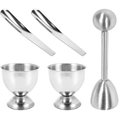 Stainless Steel Boiled Egg Topper Egg Shell Opener Egg Spoon Holder ...