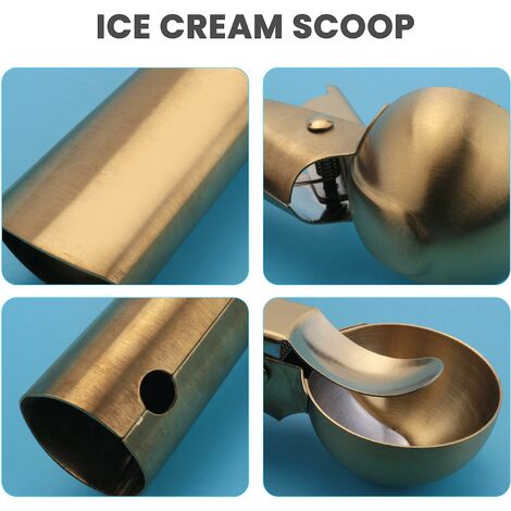 1pc Ice Cream Spoon,Stainless Steel Scoop With Trigger,Bronze color,Fruit  Baller Scoop,Sundae Scoop.