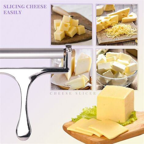  Cheese Slicer with Wire Stainless Steel Cheese Cutter for  Cheddar, Gruyere, Raclette, and Mozzarella Cheese Block Adjustable Shaver  for Thick & Thin Slices Strong and Durable Zinc Alloy One Extra Wire