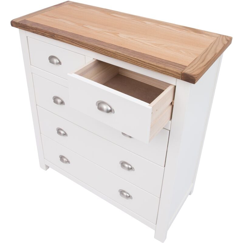 Lovere off-white 5 Drawer Chest chrome cup handle