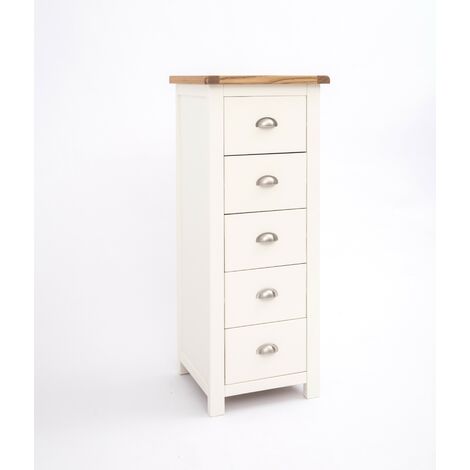 Lovere off-white 5 Drawer Chest chrome cup handle