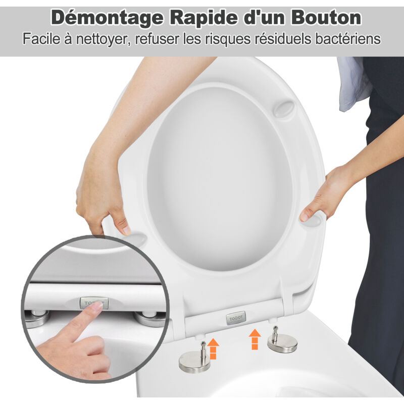 Siège WC Frein De Chute - Fermeture Douce Et Silencieuse - Forme O - Duroplast - 175 Kg