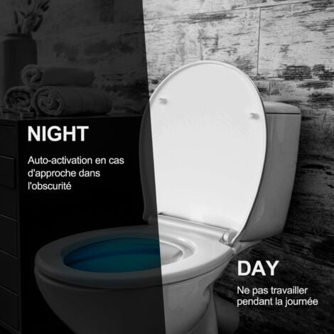 TODOT Abattant WC avec Veilleuse LED, Cuvette Toilette Lumineux avec Frein de Chute et Charnière Réglable, Lunette de Toilette Blanche Forme O en Polyéthylène jusqu'à 150 kg