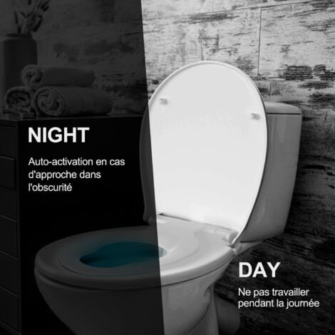 TODOT Abattant WC Familial avec Veilleuse LED et Siège Enfant Magnétique, Cuvette Toilette Lumineux avec Frein de Chute et Charnière Réglable, Lunette de Toilette Forme O en Polyéthylène pour Adultes 