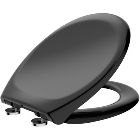 TODOT Abattant WC, Siège de Toilette avec Frein de Chute et Charnière Réglable, Fermeture en Douceur, Démontage Rapide, Facile à Nettoyer, Polyéthylène, O Forme, Noir
