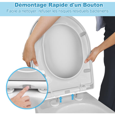 Abattant WC Avec Frein De Chute - Fermeture Douce Et Silencieuse, Résistance 100kg, Blanc | Universal, Facile à Installer