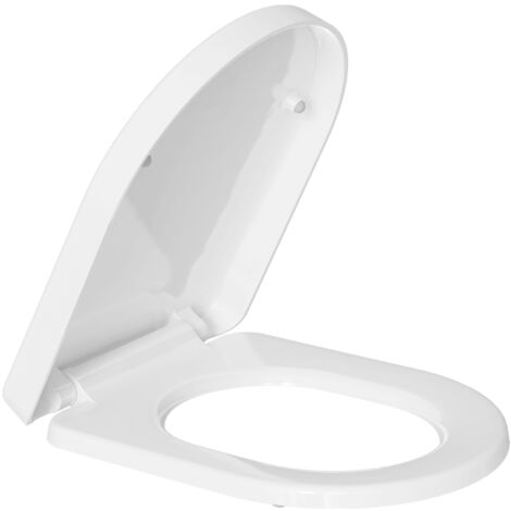 TODOT Abattant WC Blanc Duroplast Thermoplastique Déclipsable Forme D avec Frein de Chute Charnière Réglable 44.5 x 36.2 x 5.8 cm