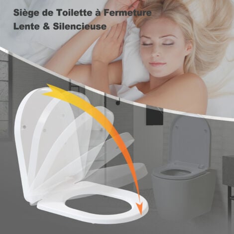 TODOT Abattant WC Blanc Duroplast Thermoplastique Déclipsable Forme D avec Frein de Chute Charnière Réglable 44.5 x 36.2 x 5.8 cm