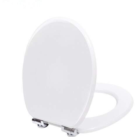 TODOT Abattant WC avec Frein de Chute Silencieux, Lunette de Toilette en Bois MDF, Finition Laquée Effet Miroir, Charnières Inox/Zinc Ajustables, Compatible Cuvette O, Capacité jusqu'à 175 kg (Blanc)