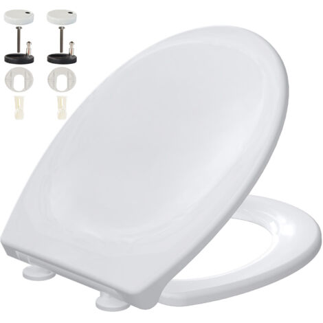 Abattant WC, Siège de Toilette avec Frein de Chute et Charnière Réglable, Fermeture en Douceur, Démontage Rapide, Facile à Nettoyer, Polyéthylène, O Forme, Blanc