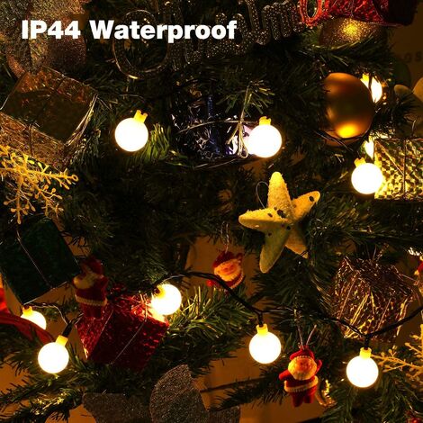 Guirlande Lumineuse LED 5m 50 LEDs Blanc Chaud - Alimentation Piles/USB - Minuterie, IP65, 8 Modes - Pour Noël Extérieur/Intérieur - 7