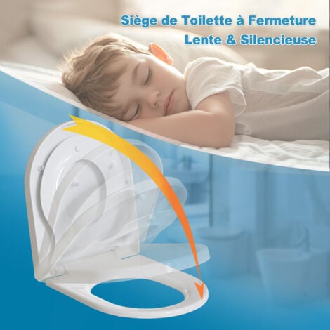 TODOT Abattant WC Familial Forme D avec Siège Enfant Magnétique Frein de Chute Charnière Réglable pour Adultes et Enfants Démontage Rapide