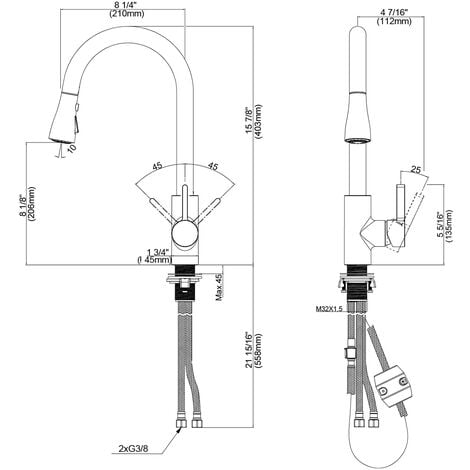 TODOT Robinet de Cuisine Extractible en Acier Inoxydable 3 Modes de Jet Robinet Mitigeur 360 ° Rotatif pour Cuisine ou Salle de Bain Noir - DAKF8F