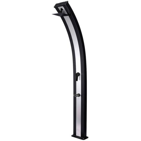 Starmatrix Ducha solar exterior aluminio Nero RAL9004 con fascia inox depósito 40 L y mezclador SS0970-BLACK